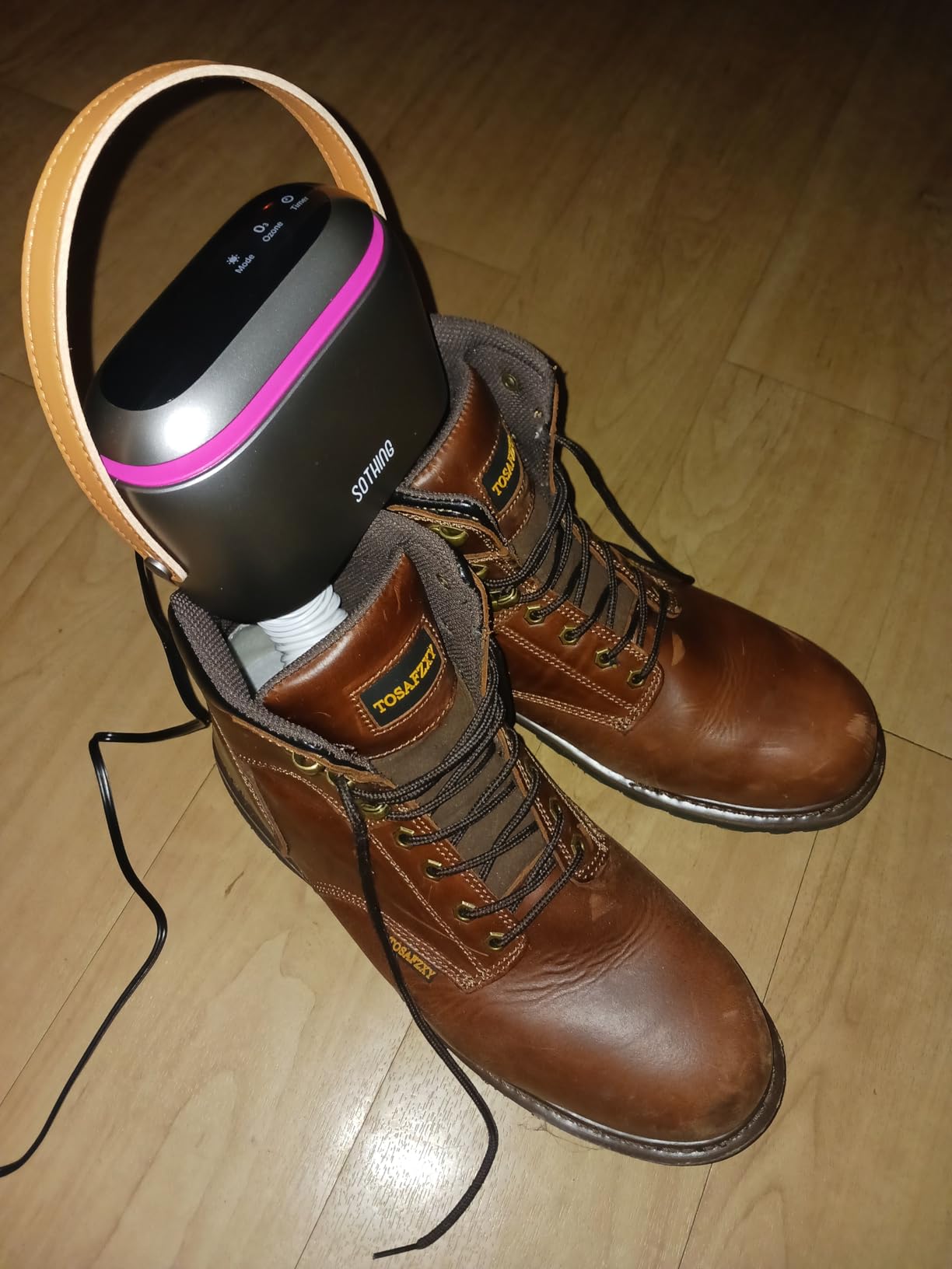 SOTHING Boot Dryer, Portable Shoe Dryer for Sneakers, Ozone Deodorizer, Retractable Hoses, 95W Rapid Drying, 3 Heat Levels, LED Touch Panel, 1-9H Timer, for Work Boots, Soccer Cleats, Gloves customer photo 2