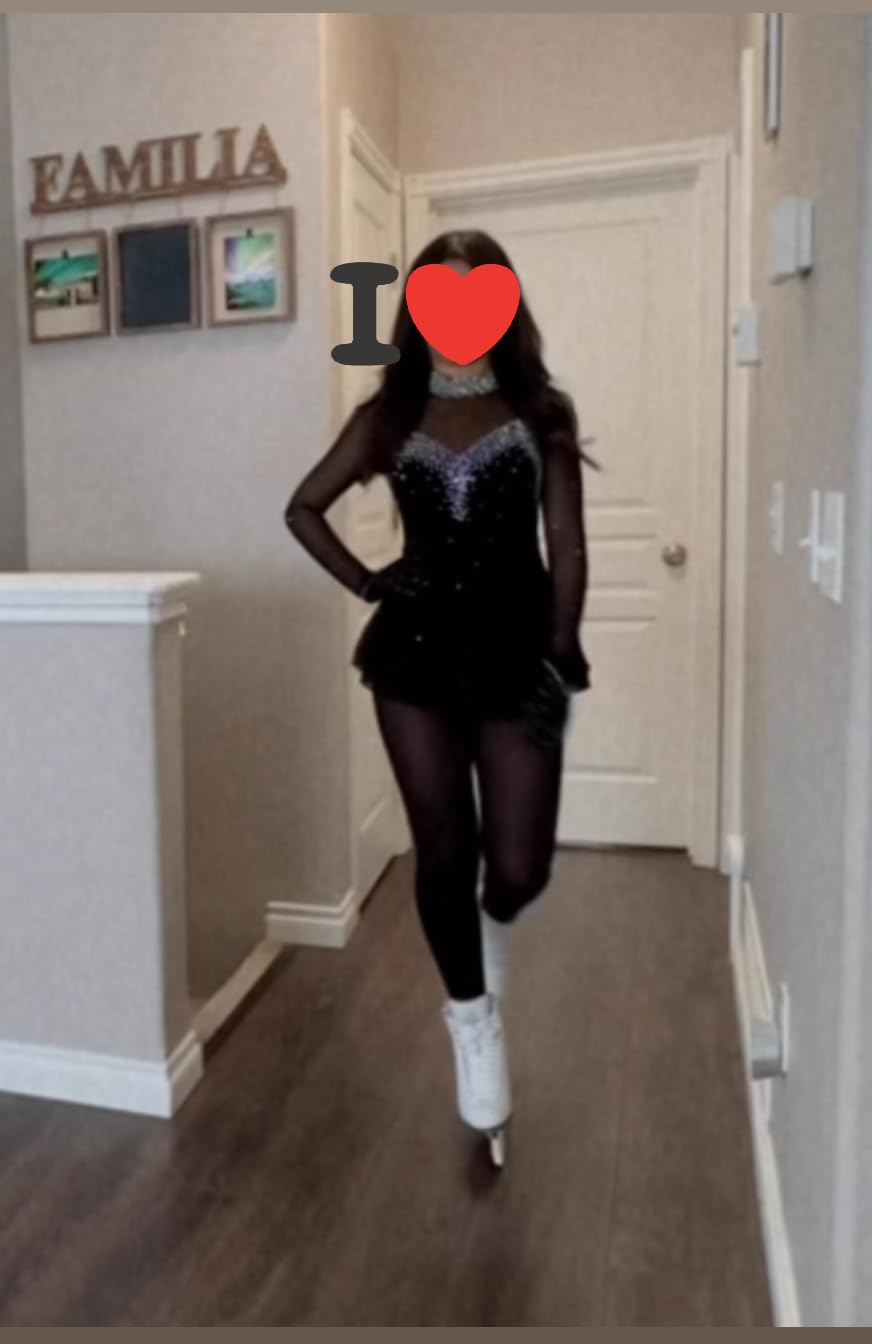 Blue Ice Figure Skating Dress for Girls Women Backless Long-Sleeved Beaded Dresses customer photo 1