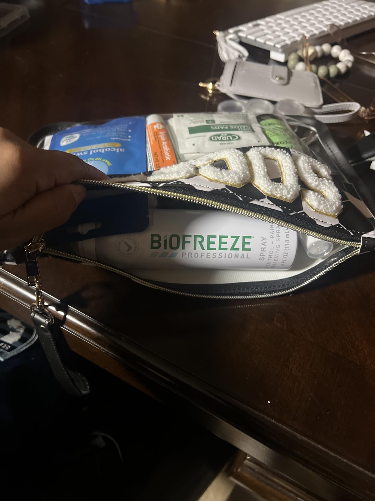 Hockey Gifts Makeup Bag with Chenille Letter Patch, Clear Cosmetic Pouch PVC Organizer Purse, Waterproof Travel Bag, Portable Toiletry Storage Bag for Her Friends customer photo 2