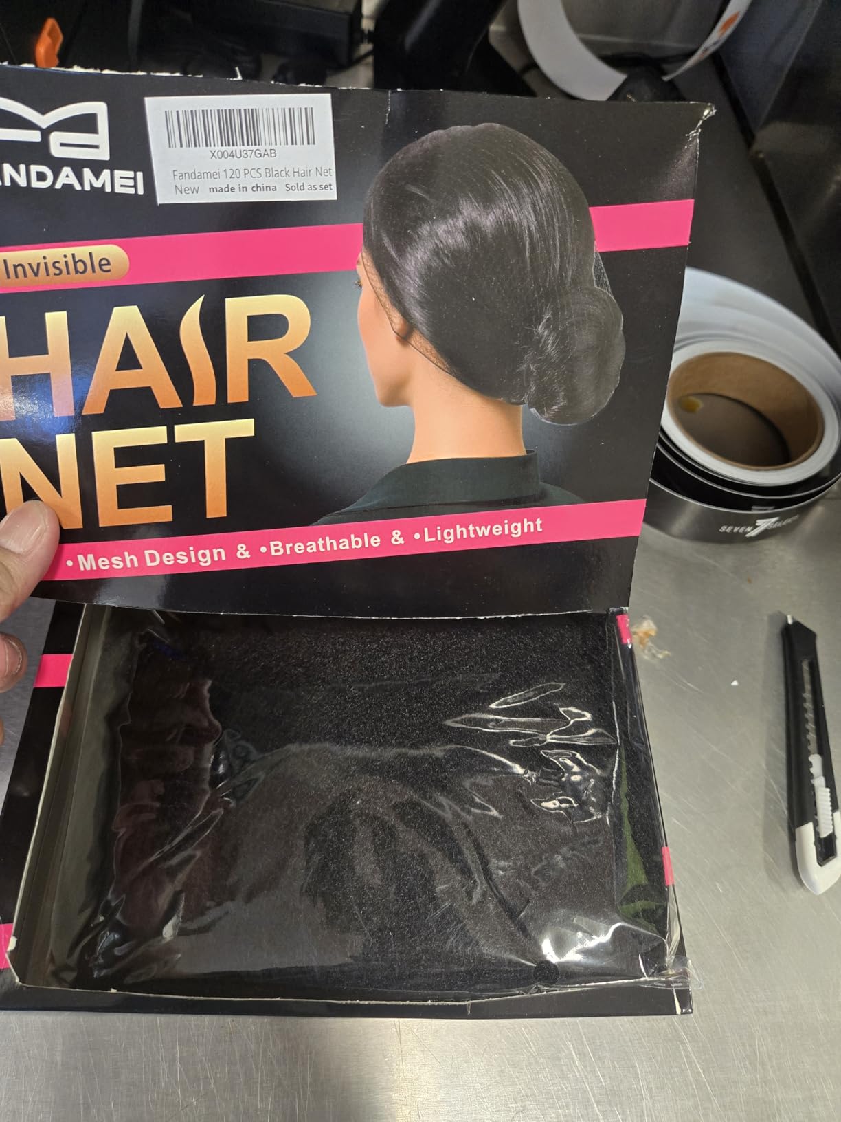 Fandamei Hair Net, 120 PCS Invisible Black Hair Nets for Food Service Workers & Women & Men, 24 Inches Extra Large Hair Net for Buns, Nylon Hairnets for Foodservice, Dancing, Ballet Bun customer photo 1