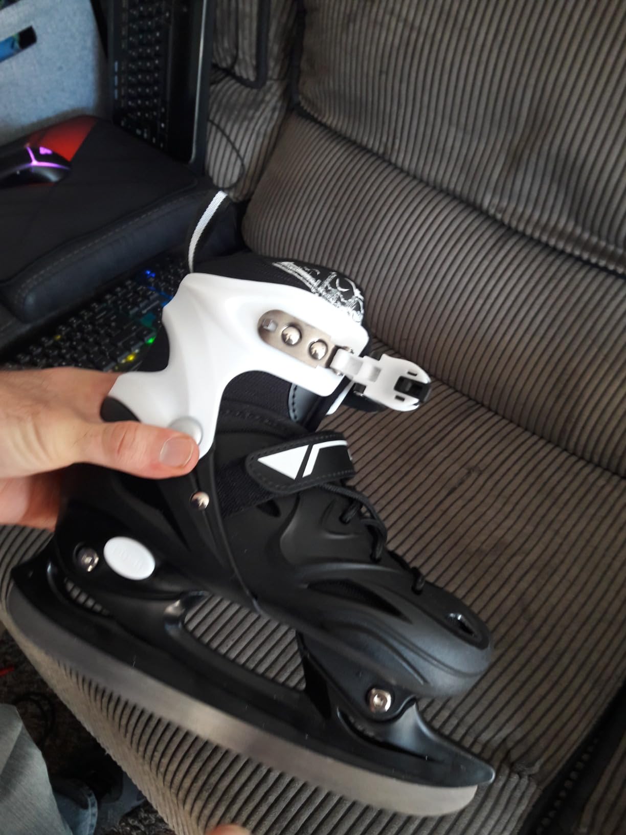 Hockey Ice Skates for Kids and Adults, Soft Boot with Pre-Sharpened Stainless Steel Blades, Reinforced Toe Cap, Light Weight Holder for Recreational Skating and Casual Hockey customer photo 1