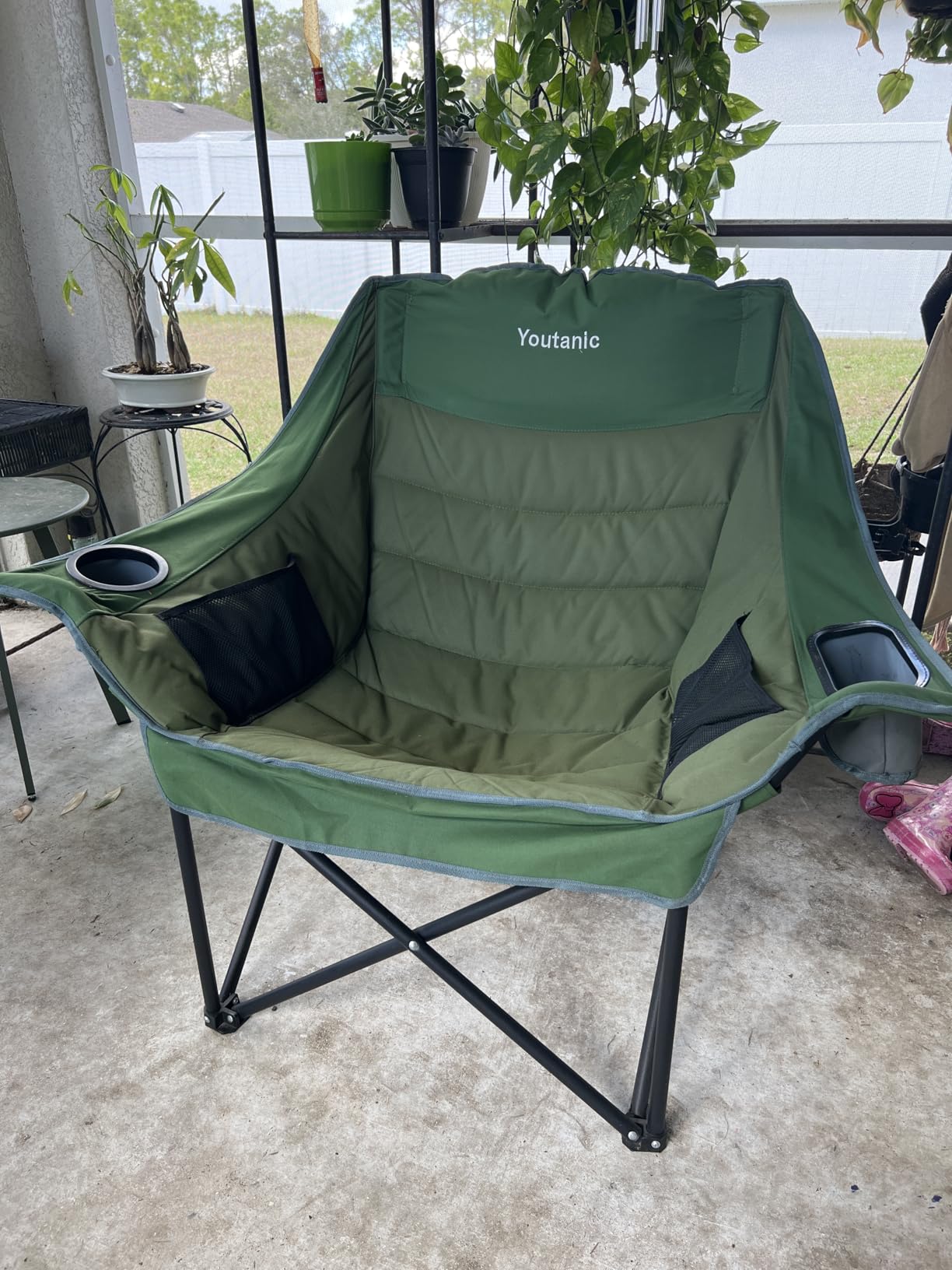 Youtanic Heated Camping Chair, 3 Heat Levels Oversized Padded Lawn Chair with Side Pockets and Cup Holder, Outdoor Heating Folding Camp Chair for Adults, Fishing, Sports, Picnic, up to 500lbs, Style 2 customer photo 1