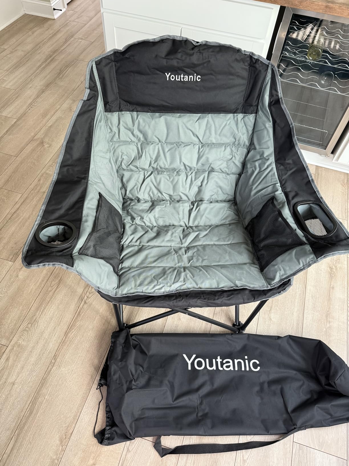 Youtanic Heated Camping Chair, 3 Heat Levels Oversized Padded Lawn Chair with Side Pockets and Cup Holder, Outdoor Heating Folding Camp Chair for Adults, Fishing, Sports, Picnic, up to 500lbs, Style 2 customer photo 2