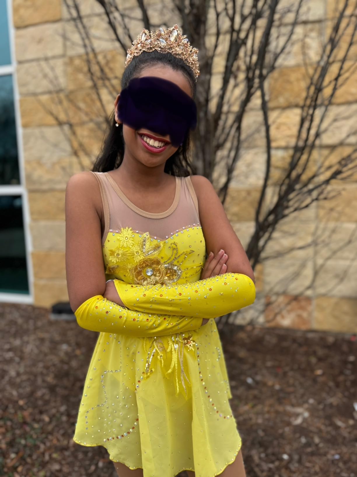 Ice Figure Skating Dress for Girls Sparkly Sequins Sheer Mesh Chiffon Ballet Dance Leotard Dress Ballerina Outfits customer photo 2