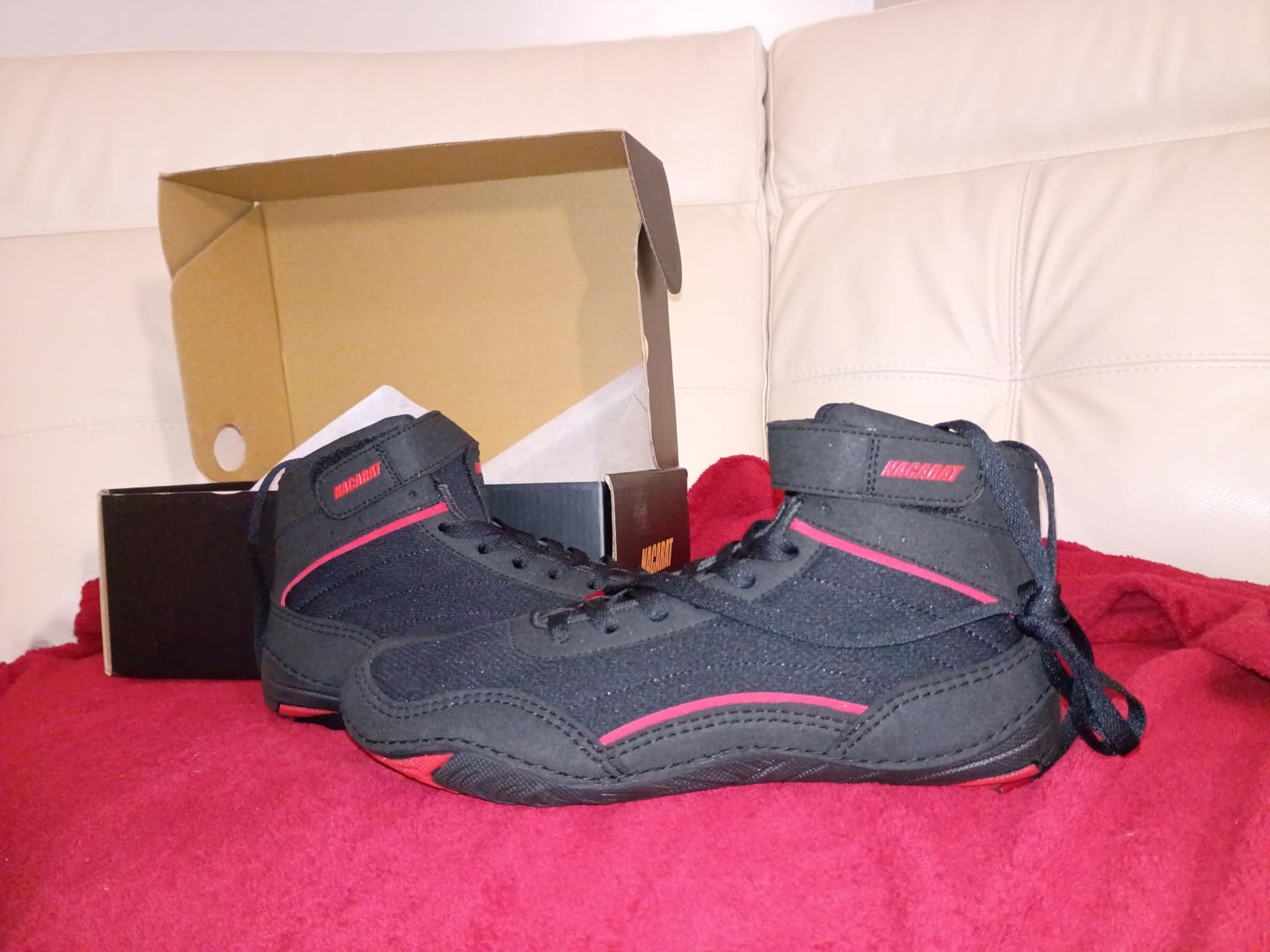 Men's Wrestling Shoes - High Top Boxing Boots & Weightlifting Sneakers with Non-Slip Sole, Breathable Mesh Combat Sports Footwear for Gym, Squat, and Deadlift customer photo 1