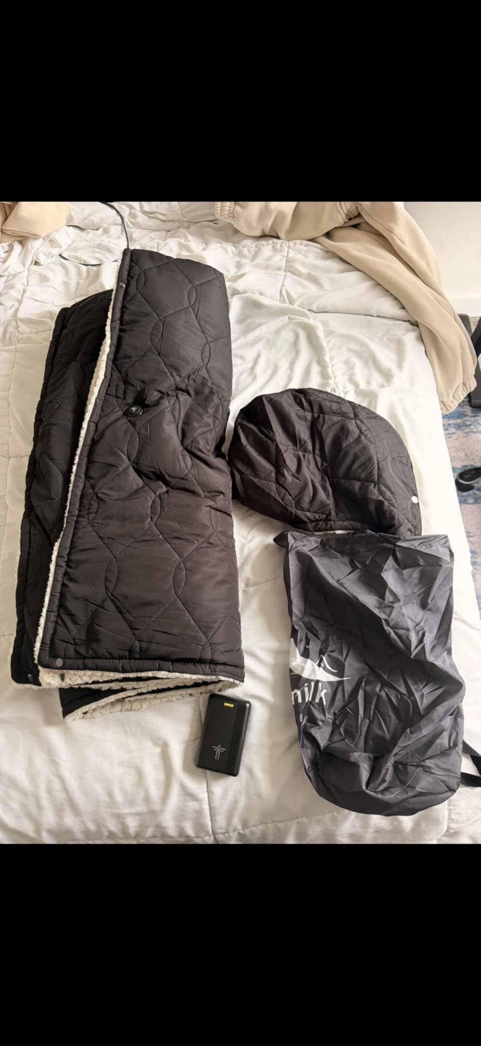 Battery Operated Heated Camping Blanket, 12V Portable Heated Cordless Blanket with 15000mAh Battery, Wearable Heating Throw Car Travel Blanket Indoor Outdoor customer photo 1