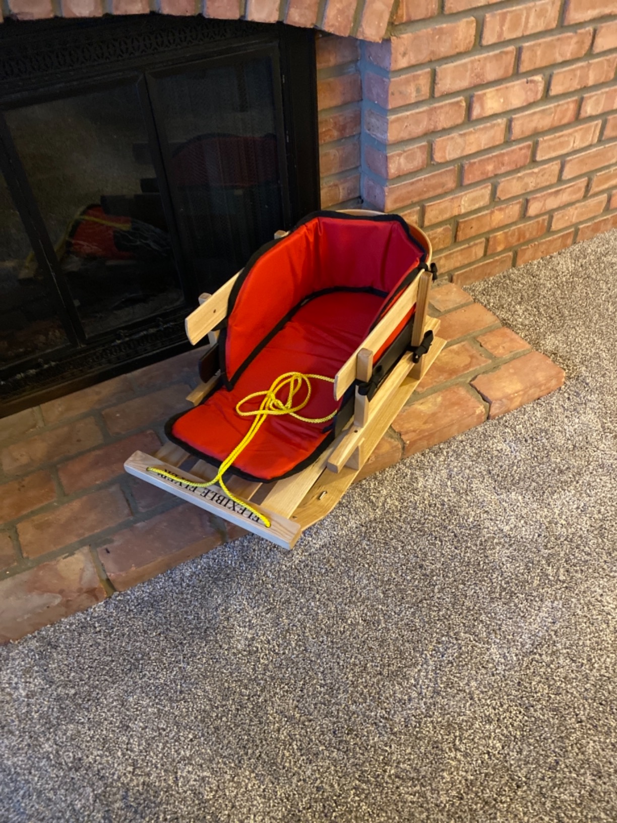 Flexible Flyer Baby Snow Sled and Toddler Toboggan - Classic Wooden Pull Sleigh for Kids 18 Months to 4 Years, High Backrest, Pull Ropes Included, Fully Assembled customer photo 2