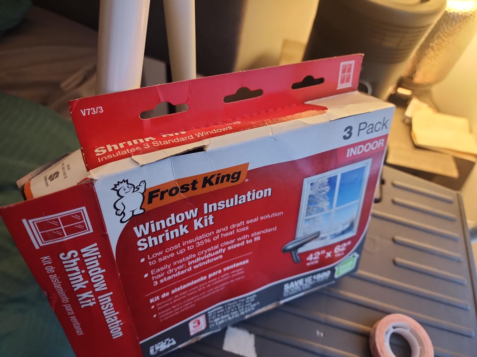 Frost King V73/3H Shrink Window Kit, Indoor, 42 x 62 in, 3-Pack customer photo 2