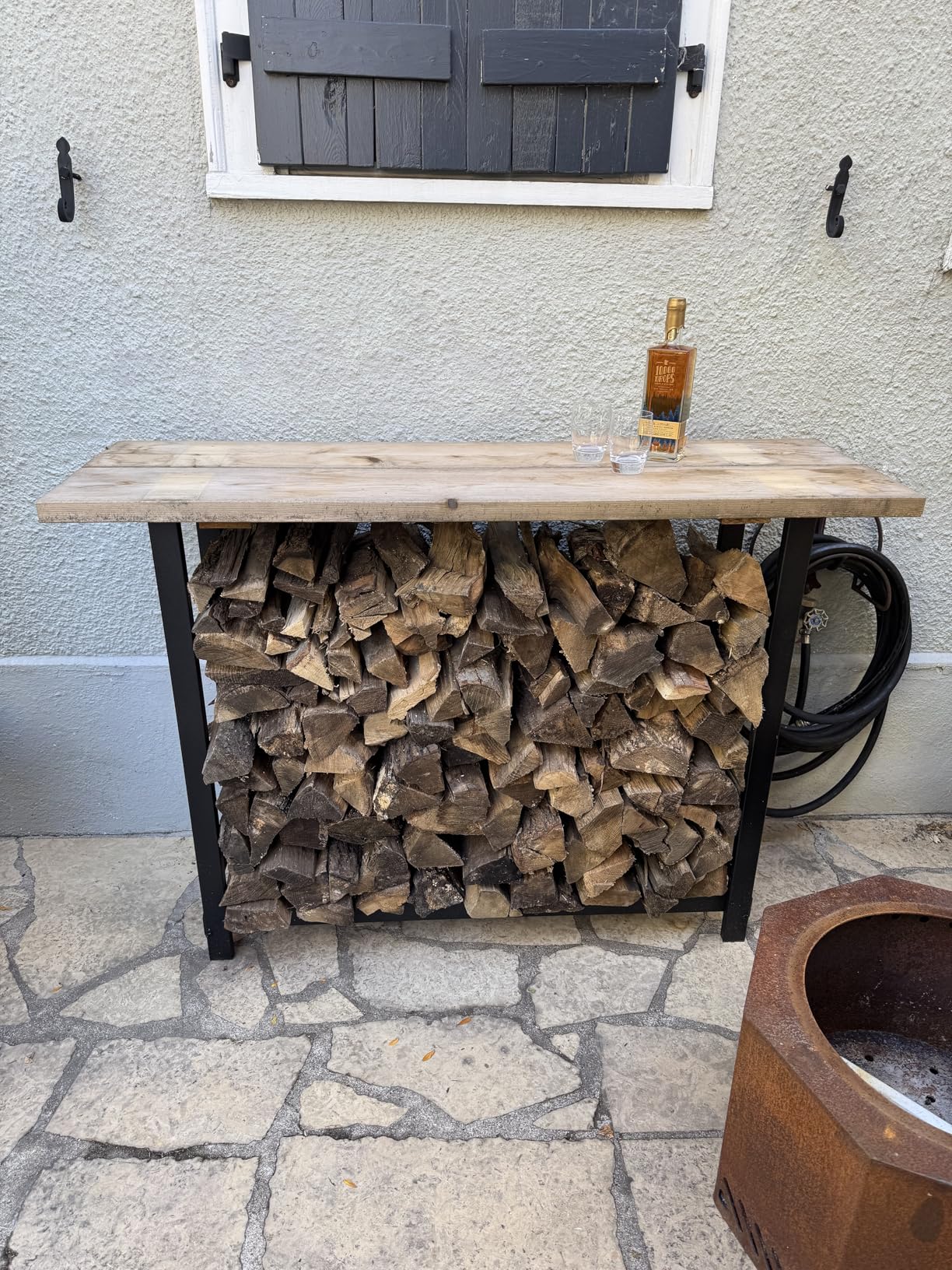 Woodhaven Black 4 Foot - Heavy Duty Made In USA Firewood Storage Log Rack With Seasoning Cover Combo Set customer photo 1