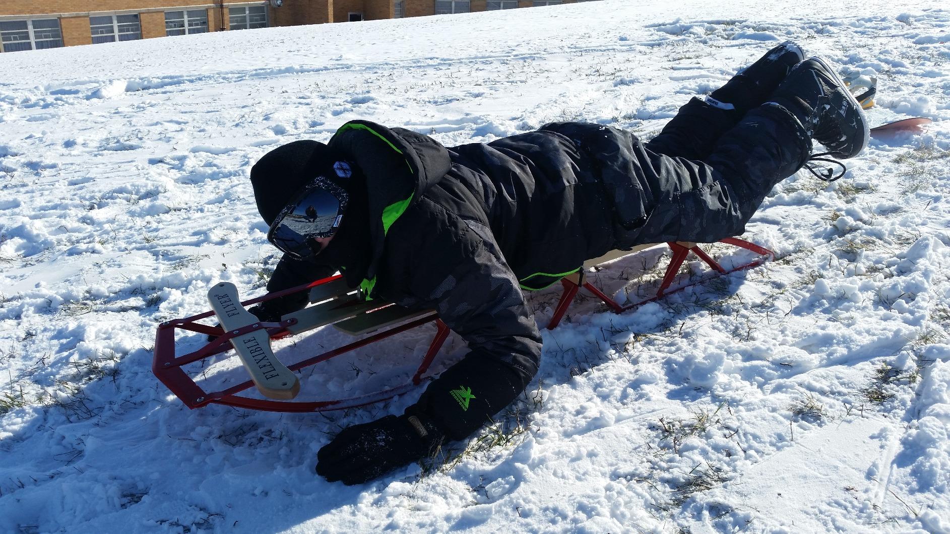 Flexible Flyer 54-Inch Metal Runner Sled - Classic Wooden Snow Sled for Kids & Adults - Sturdy Wood & Steel Construction, Easy to Steer - Family Winter Fun. customer photo 1