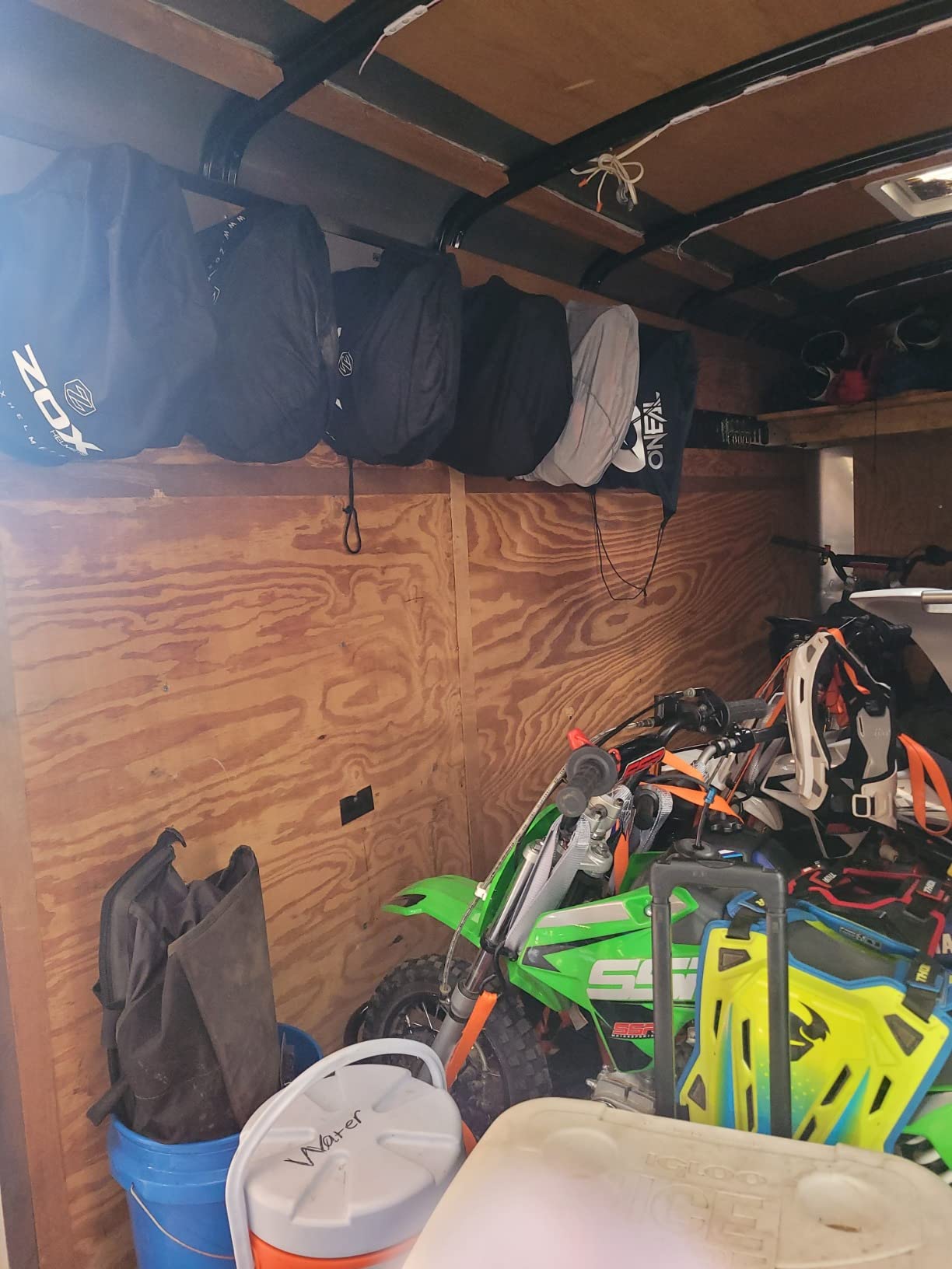 Pit Posse PP125 Dual Helmet Rack Holder Enclosed Race Trailer Garage Shop - Made in USA - Aluminum Storage Organizer Hanger Motorcycle ATV Bike Snowmobile Helmets - Double Utility Hook (Silver) customer photo 2