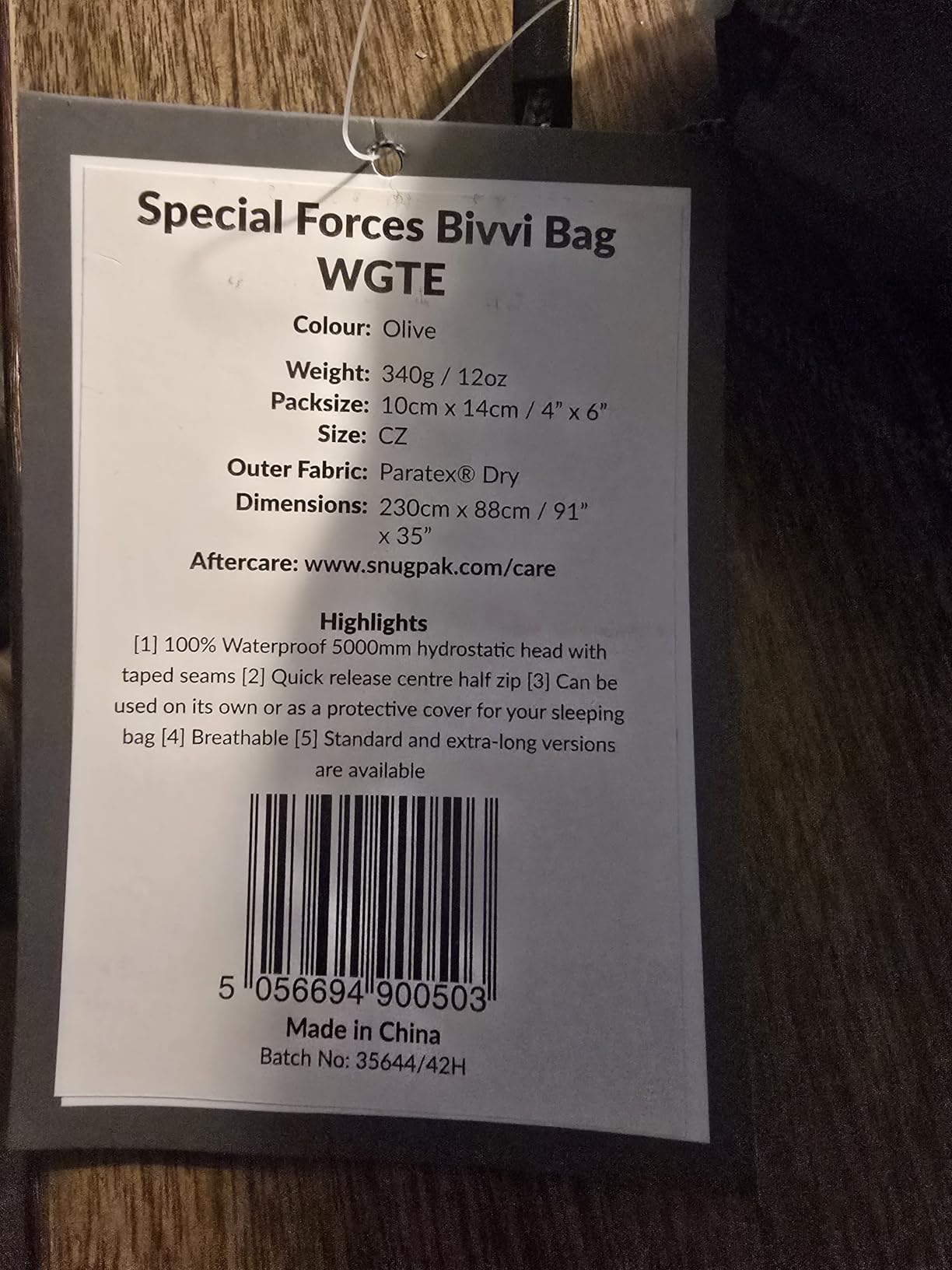 Snugpak Special Forces Bivvi Bag, Emergency Survival Bivy with Half Length Center Zip customer photo 2