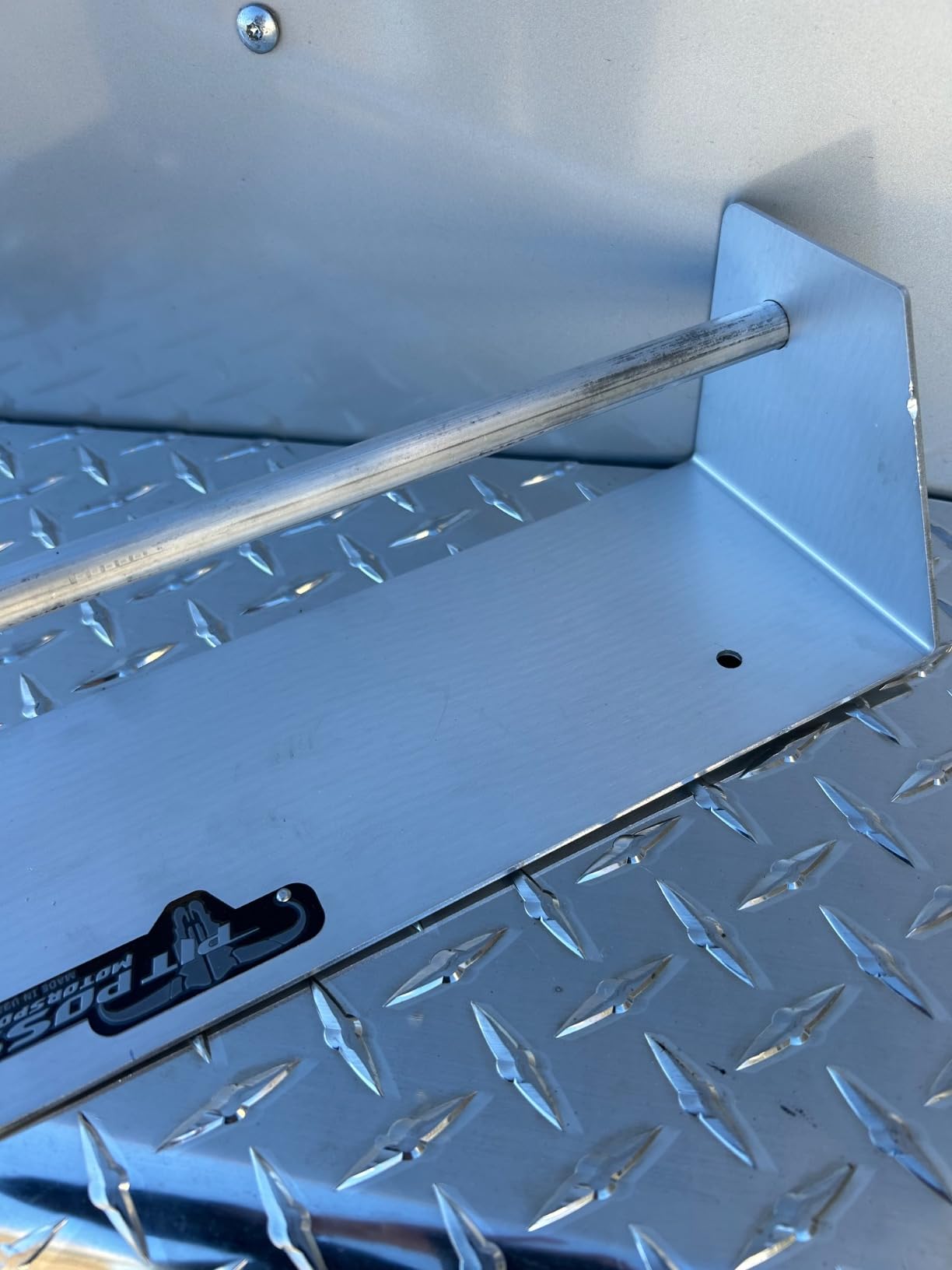 Pit Posse 464 Tie Down Hanger Holder Aluminum Rack - Made in USA - Wall Mounted for Enclosed Race Trailer Garage Shop Storage Organizer - Holds Tie Downs, Ratchet Straps, Bungee Cords (Silver) customer photo 2