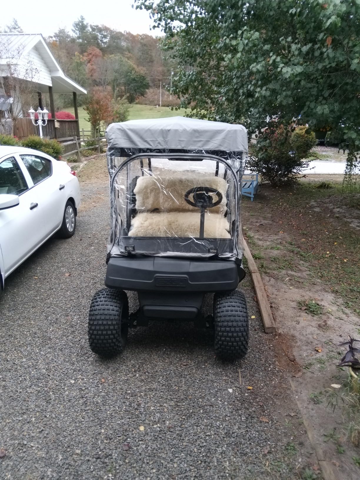 Formosa Covers 2+2 Golf Cart Enclosure Cover Drivable All-Weather Rain & Wind Covers Durable YKK Door Zippers - 4 Passenger Golf Cart Rain Cover Short Roof 58