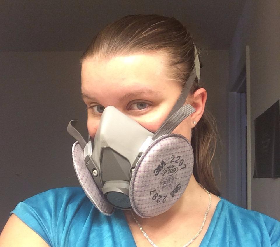 3M Half Facepiece Reusable Respirator 6200, NIOSH, Four-Point Harness, Comfortable Fit, Dual Airline Supplied Air Compatible, Bayonet Connections, Painting, Sanding, Cleaning, Medium customer photo 2