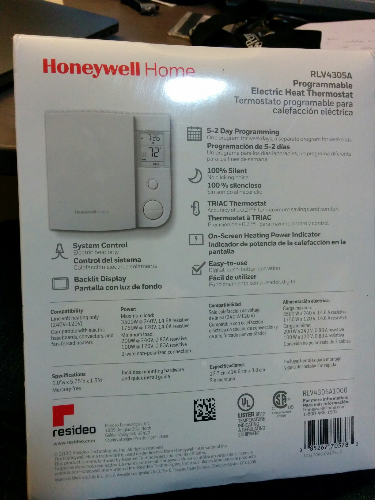 Honeywell Home RLV4305A1000 5-2 Day Programmable Thermostat for Electric Baseboard Heaters customer photo 1