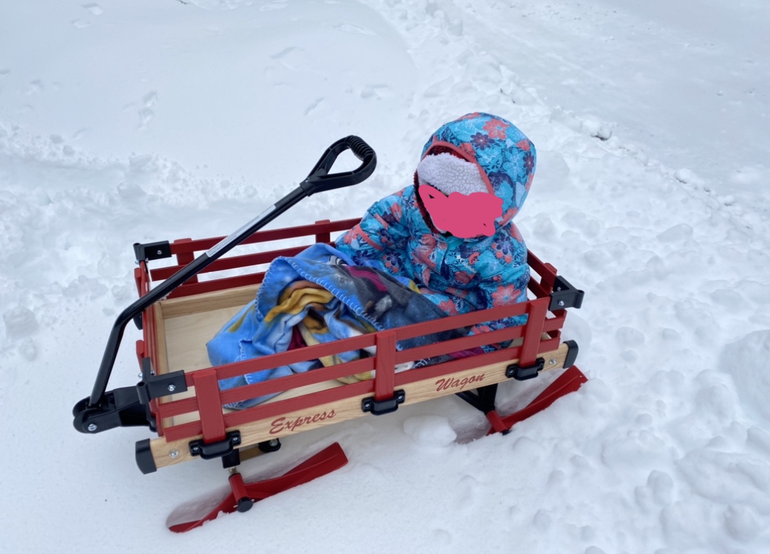 Millside Convertible Wood Wagon Cart with 4 Flat-Free Tires and Sleigh Runners for Outdoor Hauling Through Snow, Red, 16