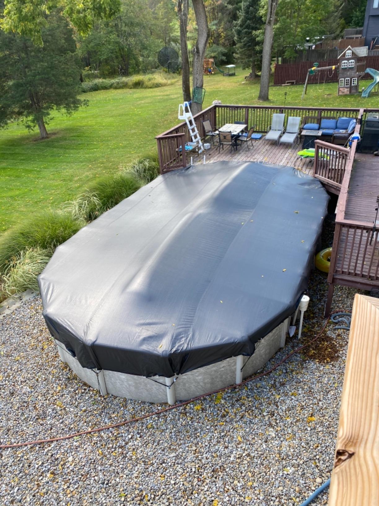 Buffalo Blizzard Micro Mesh 24 ft Round Winter Pool Cover | Black Heavy Duty Cover for Closing Above Ground Swimming Pools | Easy to Install | Cold & UV Resistant | Shields from Seasonal Debris customer photo 1