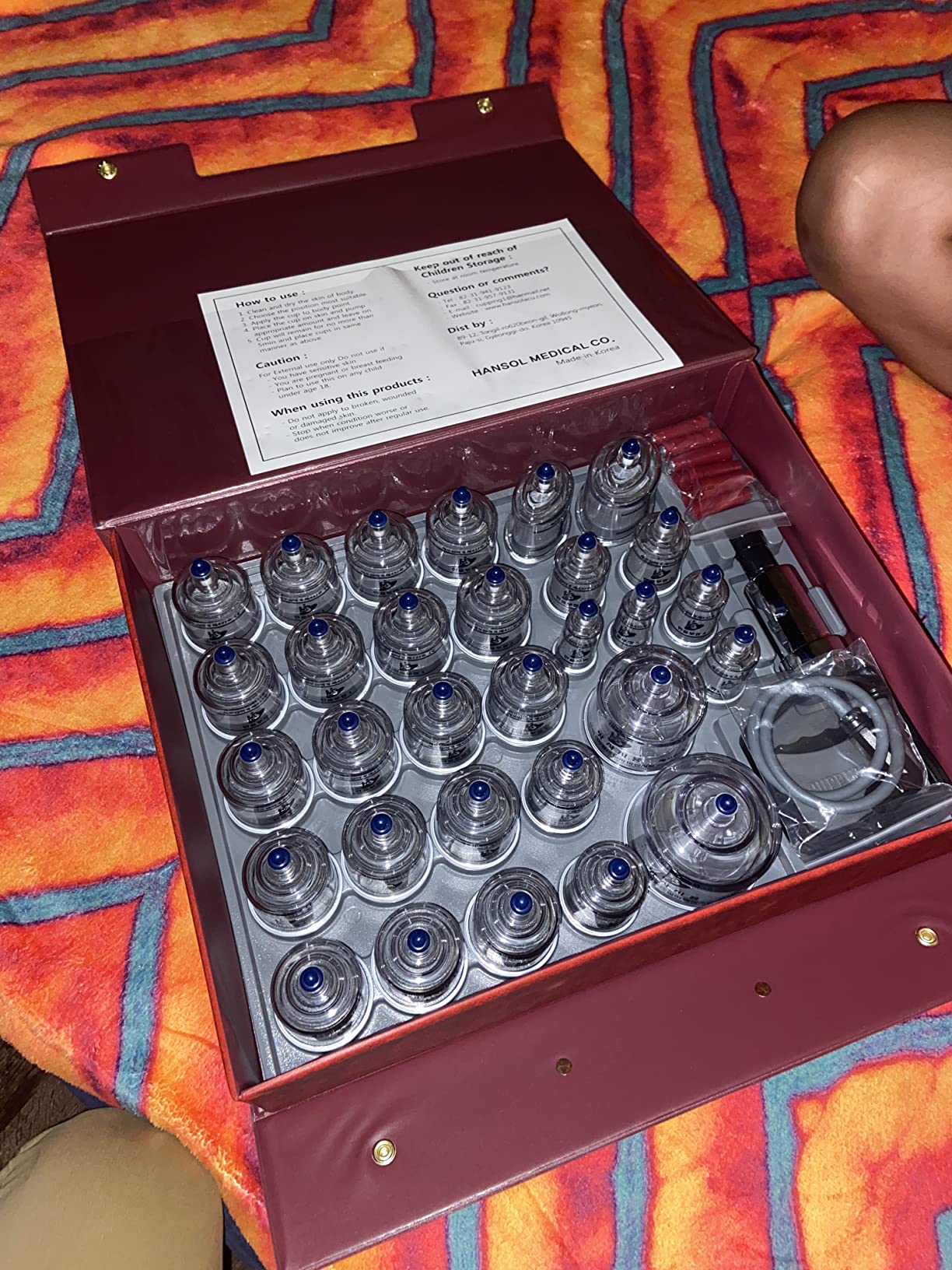Hansol Professional Cupping Therapy Equipment 30 Cups Set with pumping handle and Extension Tube & English Manual (Made in Korea) customer photo 2