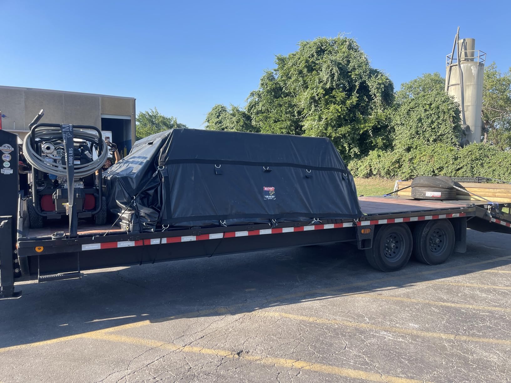 Mytee Products 16' x 16' Flatbed Truck 18 Oz Steel Tarp with 4 FT Drop - Black Heavy Duty Vinyl Waterproof Tarp for Trailers to Protect Cargo from Wind, Rain, Snow and Sun customer photo 1