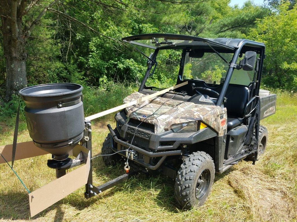 Buyers Products UTVS16 UTV Broadcast Spreader with Lid, 150 lb Capacity, Receiver Hitch Mount, for Salt, Grass Seed, Fertilizer & Feed, Adjustable Flow Gate, 12V Motor, Poly Hopper, All Season Use customer photo 1