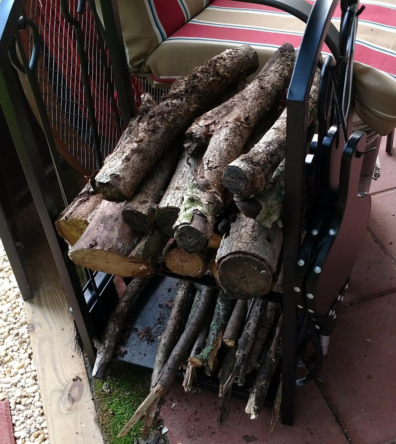 AMAGABELI GARDEN & HOME Firewood Rack Indoor with Tools 5-Piece Fireplace Tools Set Wood Holder Outdoor Wrought Iron Log Holder Firewood Storage Rack for Fireplace,Fire Pit,Wood Stove Black customer photo 1