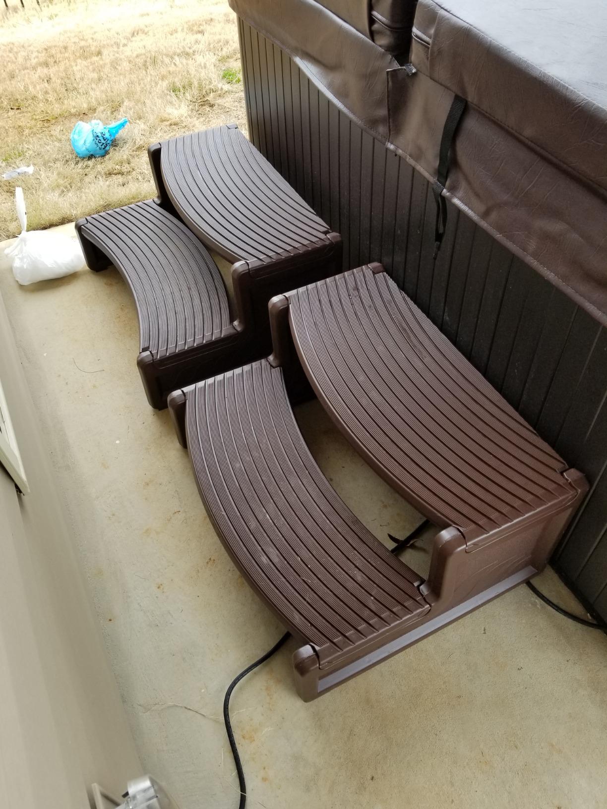 Confer Plastics Resin Multi Purpose Outdoor Non Slip Portable Spa and Hot Tub Handi-Step Deck Patio Steps Accessories, Deep Grey customer photo 1
