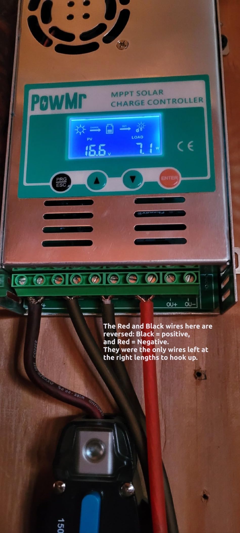 PowMr MPPT Solar Charge Controller 60 amp 48V/36V/24V/12V Auto - Max 160VDC Input, LCD Backlight, for Vented Sealed Gel NiCd Lithium Battery customer photo 1