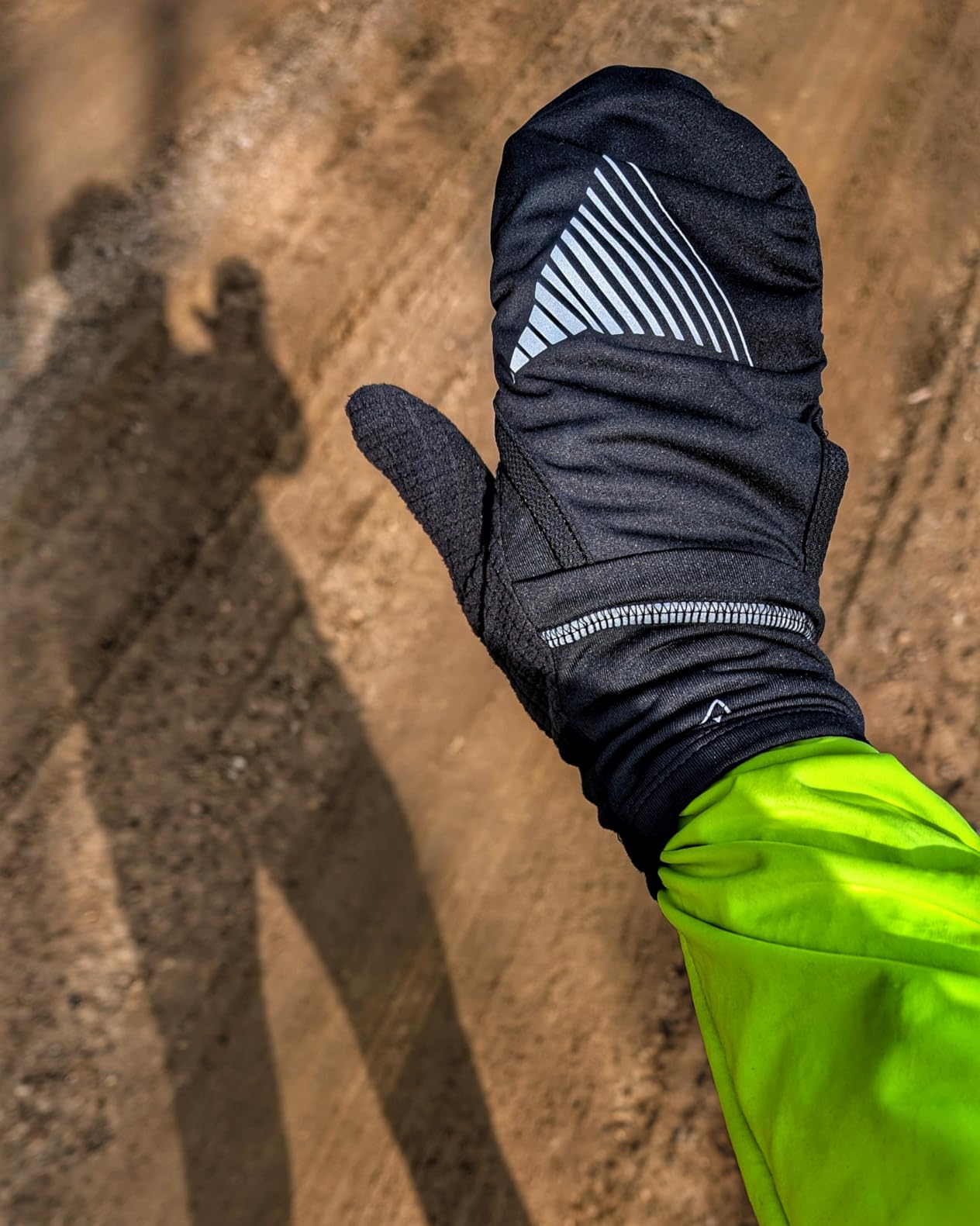 TrailHeads Mens Running Gloves Touchscreen Fingers & Convertible Waterproof Mitten Shell - for Winter, Reflective, Warm customer photo 1