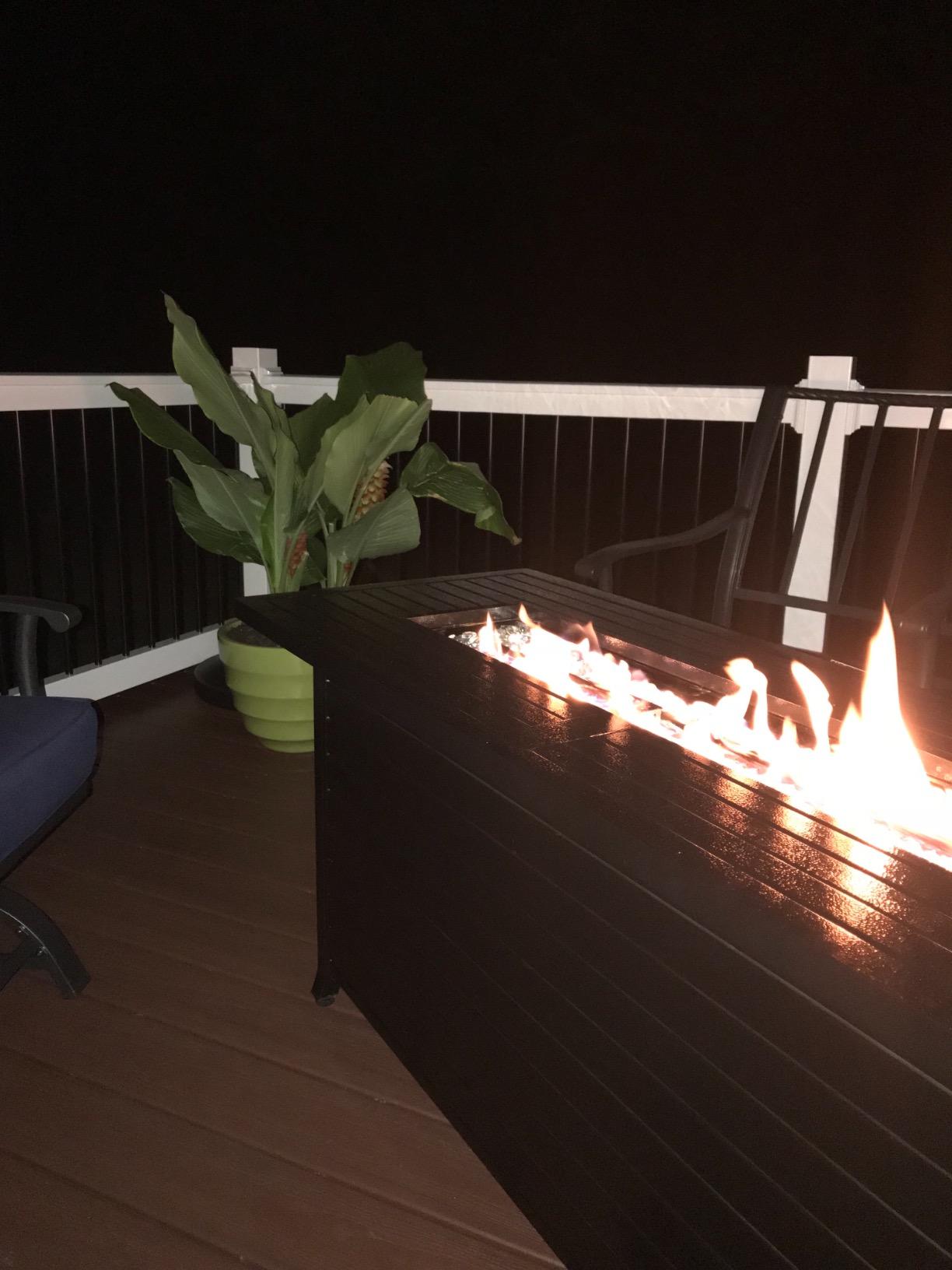 LEGACY HEATING 57 Inch Propane Fire Pit Table, 50000BTU Outdoor Gas Fire Pit, 2 in 1 Rectangular Firepit w/Lid, Glass Beads, ETL Certified for Gatherings on Garden Backyard, Black customer photo 1