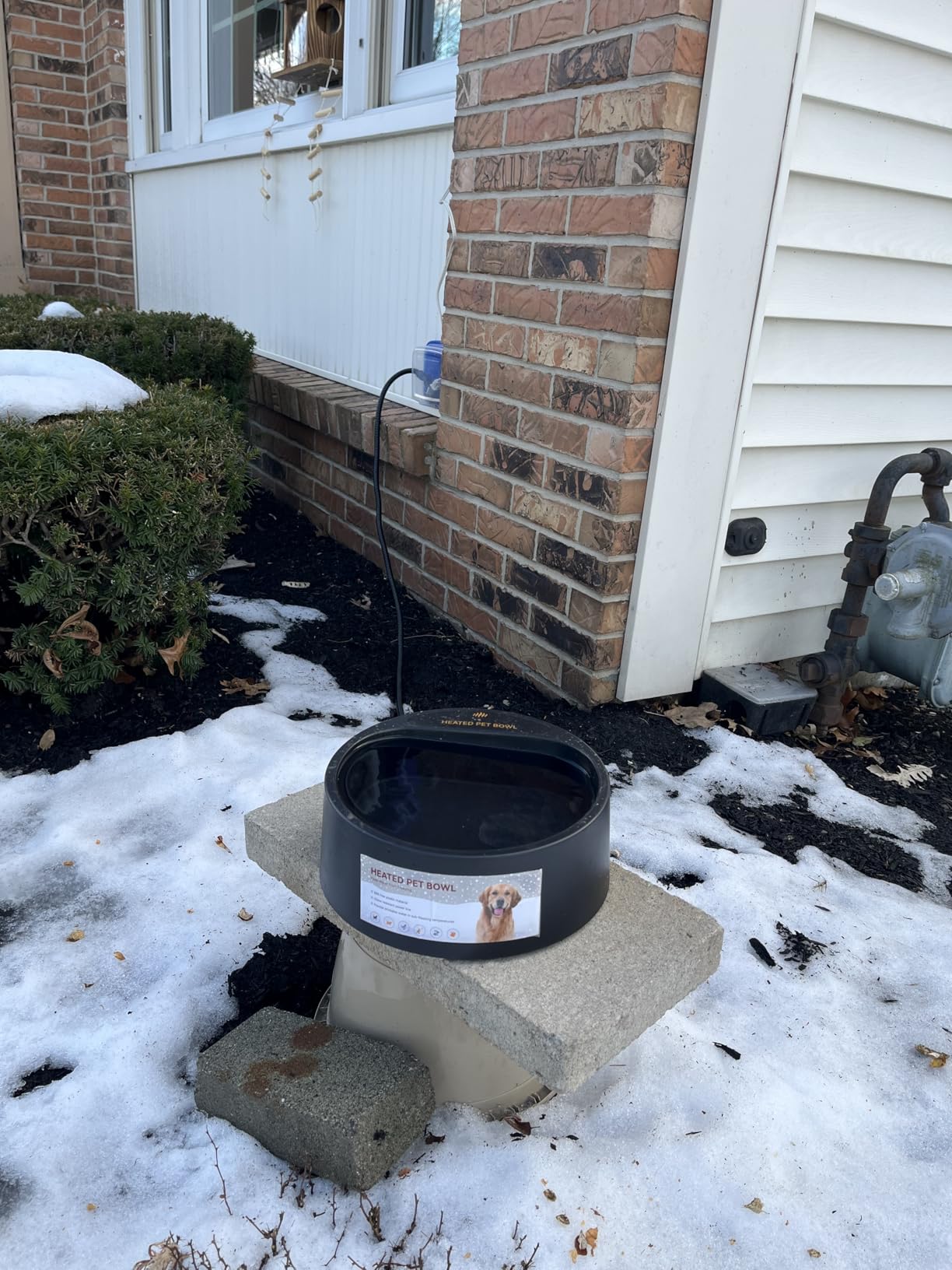 NAMSAN Heated Water Bowl for Outdoor Cats, 2.2L Heated Dog Bowl, Provides Drinkable Water in Winter, Heated Pet Drinker for Chickens Rabbits Birds Bath, Livestock Thermal Watering Trough customer photo 1