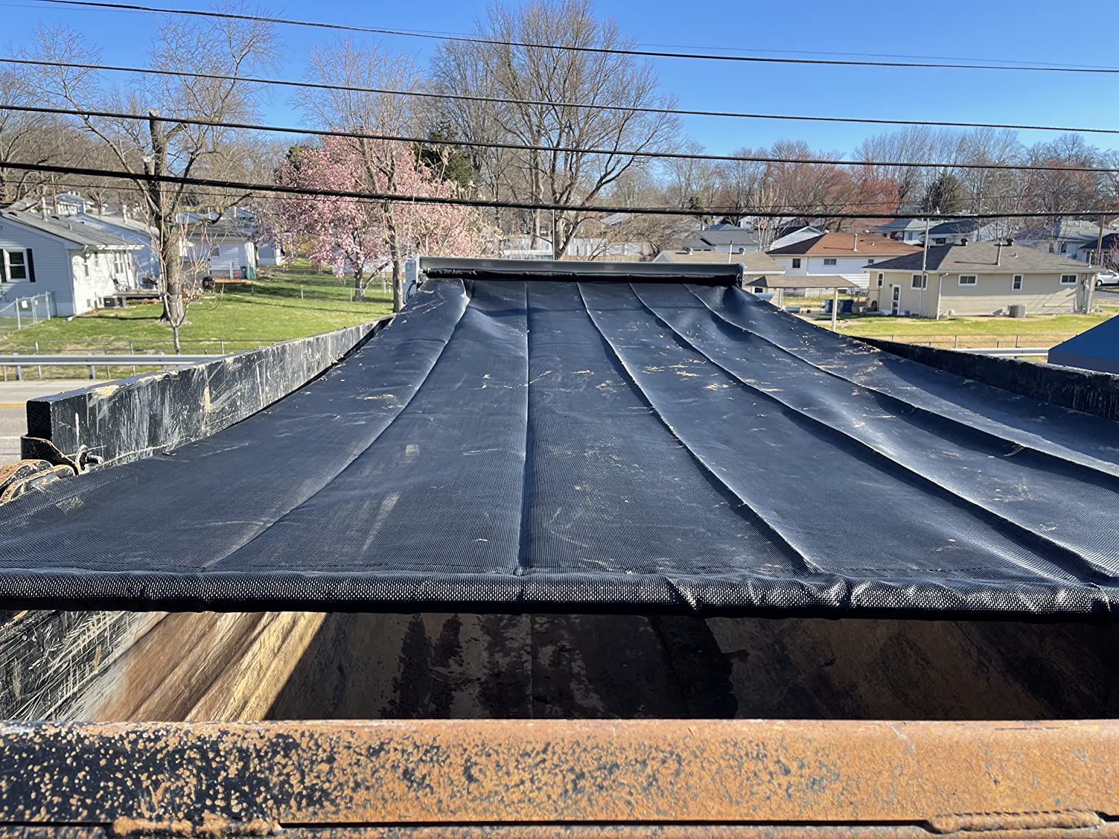 leaveshade Dump Truck Mesh Tarp 7'X18' - Black Heavy Duty Cover with 6'' Pocket Reinforced Double Needle Stitch Webbing Ripping Tearing Stop, No Rust Thicker Brass Grommets - 3 Year Warranty customer photo 2