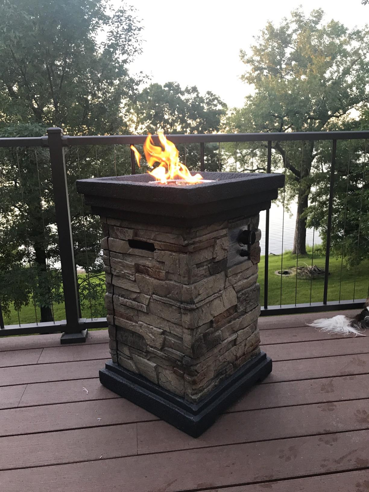 Christopher Knight Home Chesney Stone MGO Fire Column - 40,000 BTU, 19.5