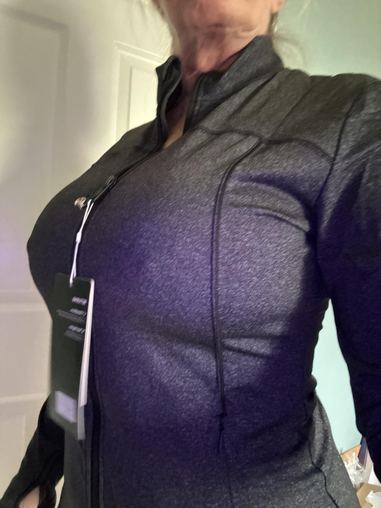 QUEENIEKE Womens Running Jackets Athletic Workout Scrub Jacket Track Full Zip Up Gym for Women Yoga Top customer photo 2