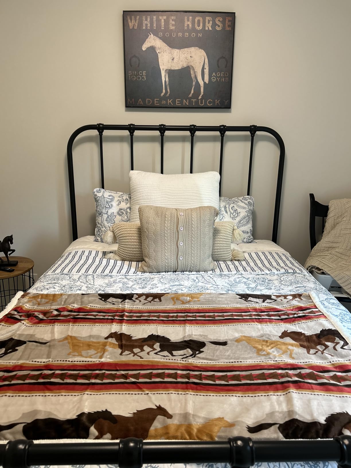 Carstens, Inc. Wrangler Running Horse Country Sherpa Fleece Throw Blanket, Brown, One Size customer photo 2