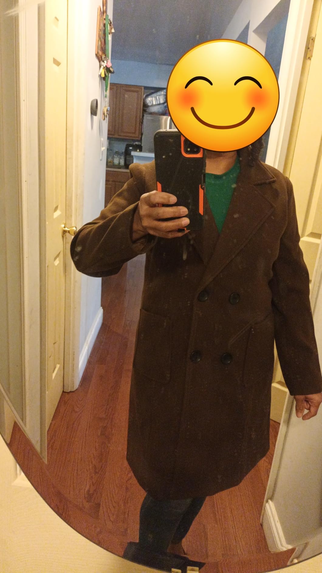 chouyatou Women Elegant Notched Collar Double Breasted Wool Blend Over Coat customer photo 1
