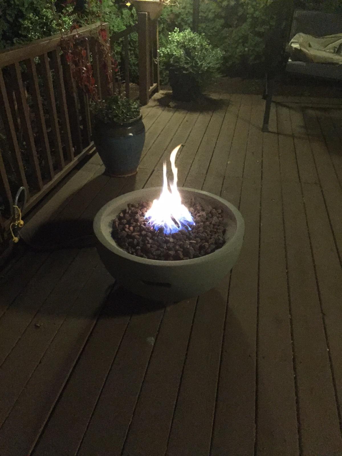 MODENO Outdoor Fire Pit Natural Gas Garden Fire Bowl, 40,000 BTU CSA Certified Firepit, Auto-Ignition System, Lava Rock & PVC Cover Included (26 x 26 x 14'', Grey) customer photo 1