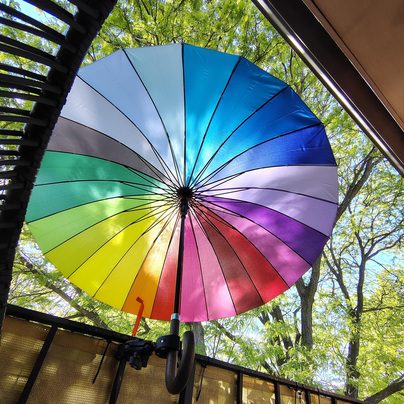 60MPH Windproof 24 Rib Large Strong Rainbow Umbrella - XL Automatic Heavy Duty Golf Umbrella For Rain and Wind - 3 Layer Frame - Choice of 2 Handles customer photo 2