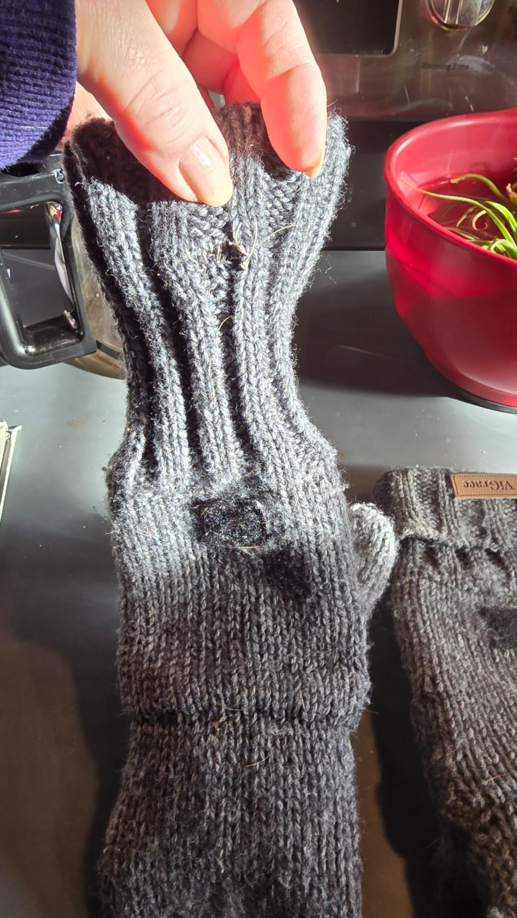ViGrace Winter Knitted Convertible Fingerless Gloves Unisex Warm Wool Mitten Glove for Women and Men customer photo 2