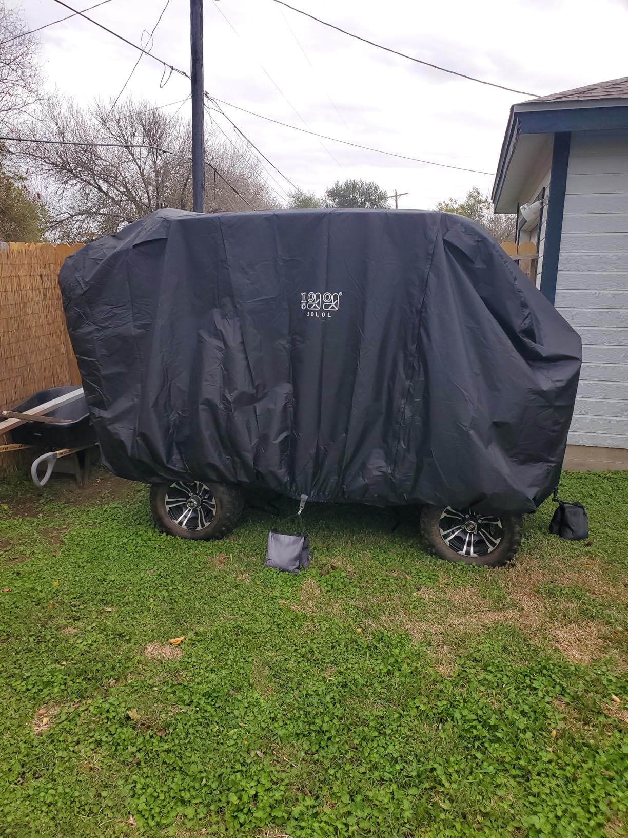 10L0L Golf Cart Cover 2/4/4+2 Passenger for Yamaha EZGO Club Car, Heavy Duty 420D Waterproof Windproof Durable Oxford Golf Cart Cover with 3 Zipper Doors for All-Weather Protection (Black/Silver) customer photo 1