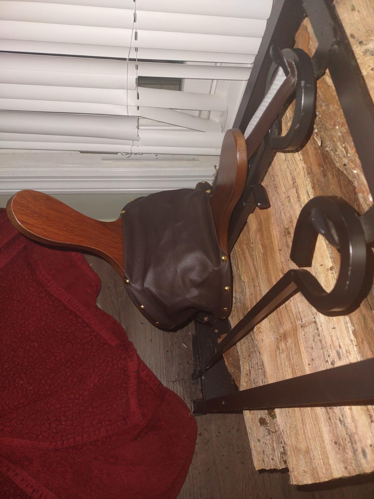 Wood Fireplace Bellows 17''x7.5'' with Hanging Leather Strap, Brown Air Bellower for Outdoor BBQ and Camping customer photo 2