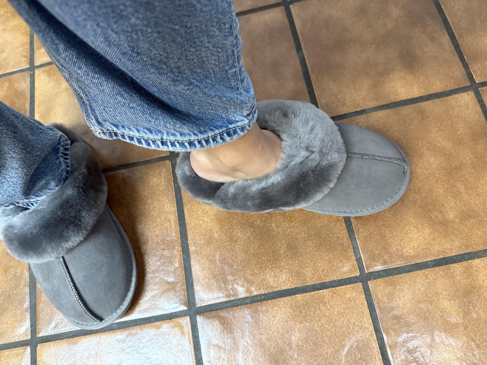 WaySoft Women's Genuine Australian Sheepskin Slippers, 18mm Wool Pile, Memory Foam, Durable Anti-Slip EVA Sole customer photo 2