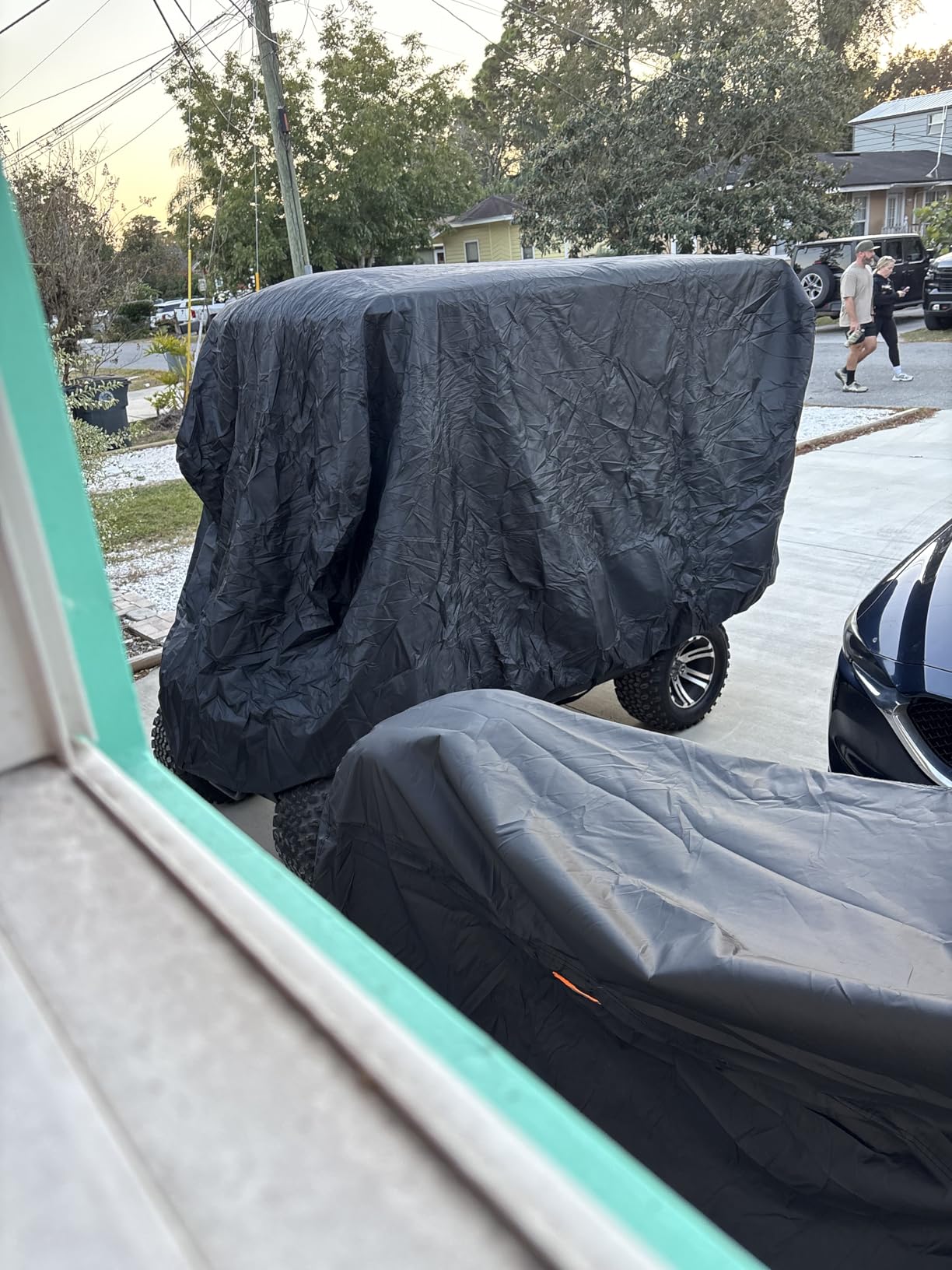 Golf Cart Cover 4 Passenger Heavy Duty, 420D Waterproof Golf Cart Covers Extended Roof Compatible with EZ GO Club Car Yamaha Golf Carts, Outdoor Dustproof 4 Seat Club Car Cover (Up to 112 Inch) customer photo 2