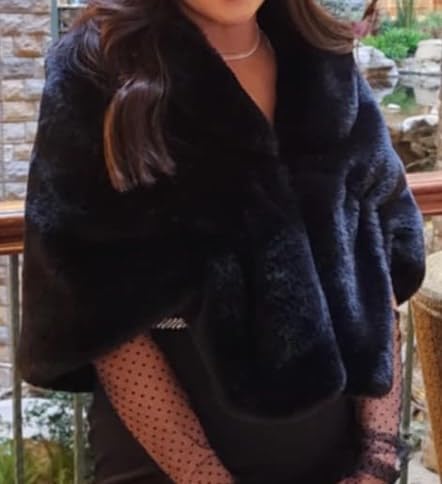 Faux Fur Shawls and Wraps For Women Stole Bridal Bridesmaids Warm Womens Cloak Cape Coat For Wedding Party customer photo 2
