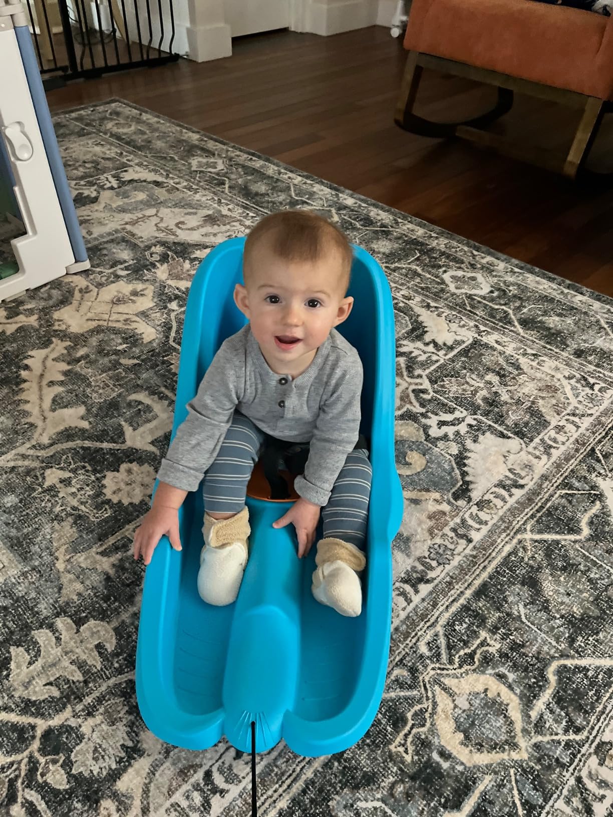 Gizmo Riders Baby Rider, Toddler Sled - 3-Point Harness, Anti-Slip Seat, Retractable Tow Strap, Durable Plastic, Ideal for 6 Months to 3 Years, Supports Up to 55 lbs, Winter Fun for Little Ones customer photo 2