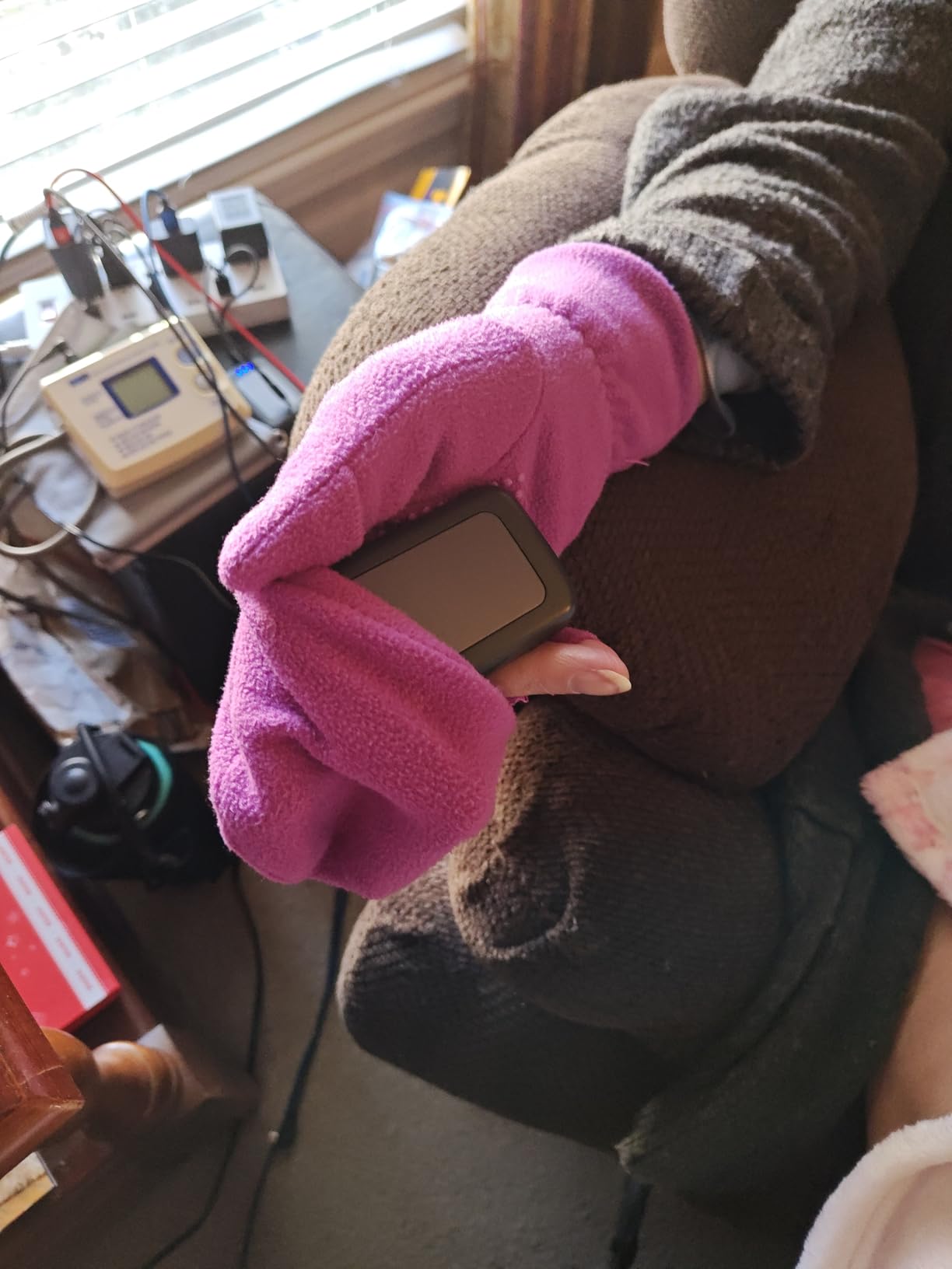 Sprigs Multi Mitt Fingerless Gloves With Adjustable Top & Cell Phone Pocket customer photo 1