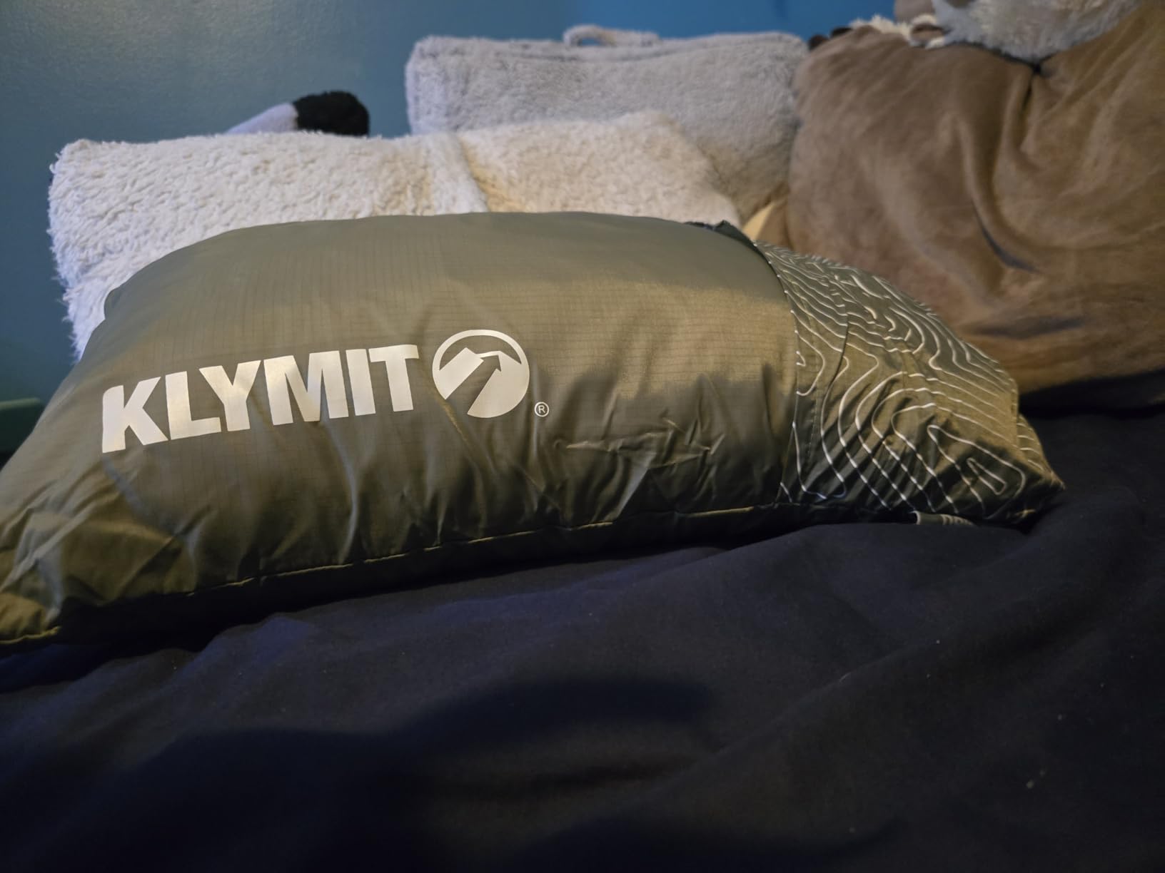 Klymit Drift Camping Pillow, Shredded Memory Foam Travel Pillow with Reversible Cover for Outdoor Use, Green, Regular customer photo 1