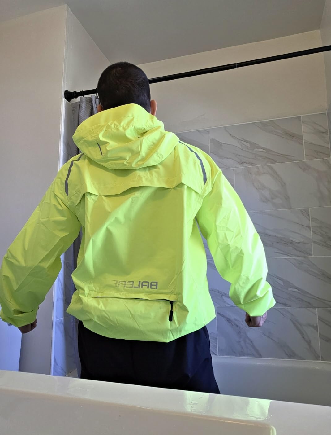 baleaf Men's Rain Jacket Waterproof Windbreaker Raincoat Running Cycling Hiking Gear Hood Lightweight Reflective Packable customer photo 2