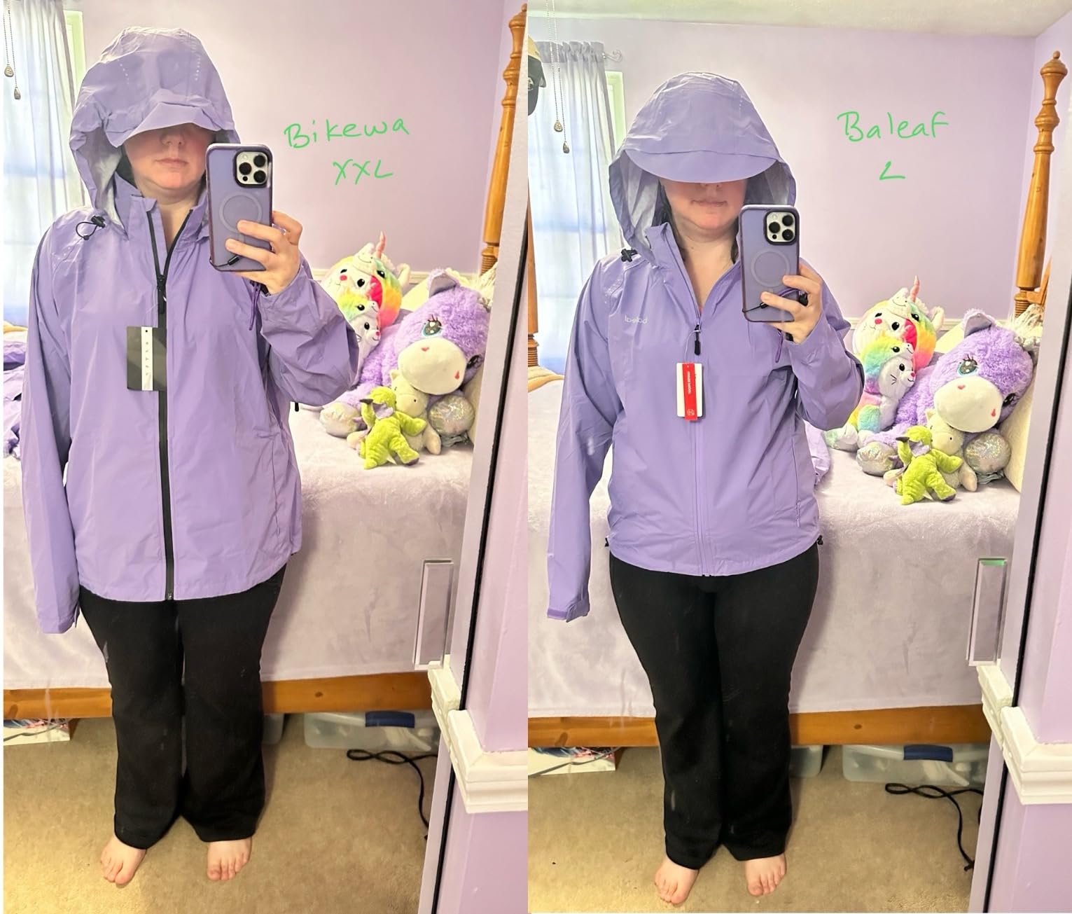 baleaf Women's Rain Jackets Waterproof Windbreaker Packable Running Lightweight Cycling Jacket Reflective Hooded customer photo 2