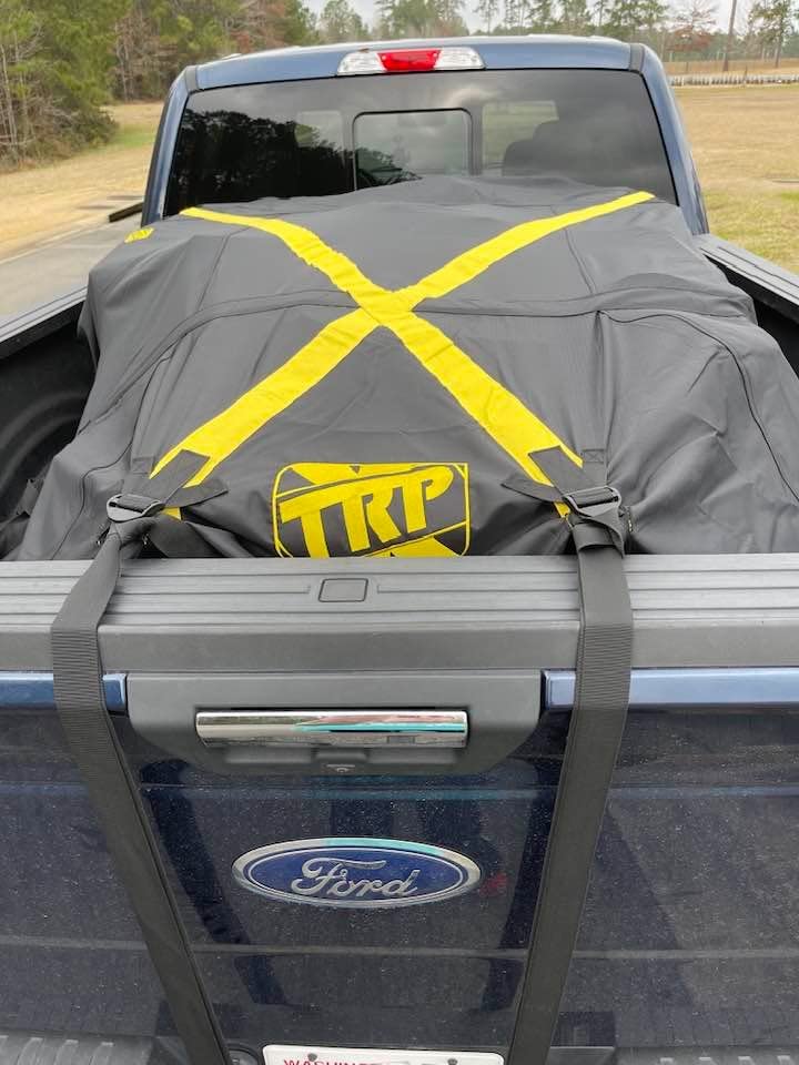 The X-Cover by TRPx - Trailer and Truck Bed Cover Large - Integrated Heavy Duty Black Tarp and Tie Down System. Fits: Standard Bed, Long Bed Trucks and Utility Trailers up to 8' Long. customer photo 2